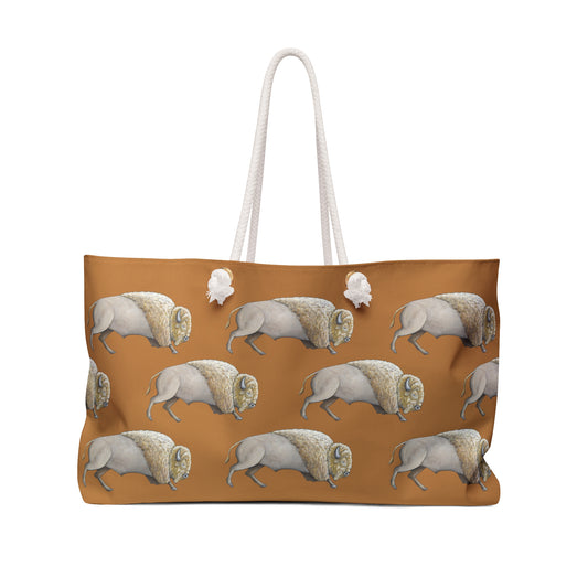 Weekender Bag, Light Brown, White Bison, Native American, PowWow