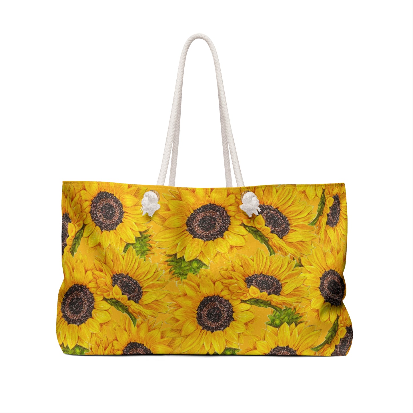 Sunflower Beach Weekender Bag – Bright Floral Travel Tote - Oklahoma Wildflowers