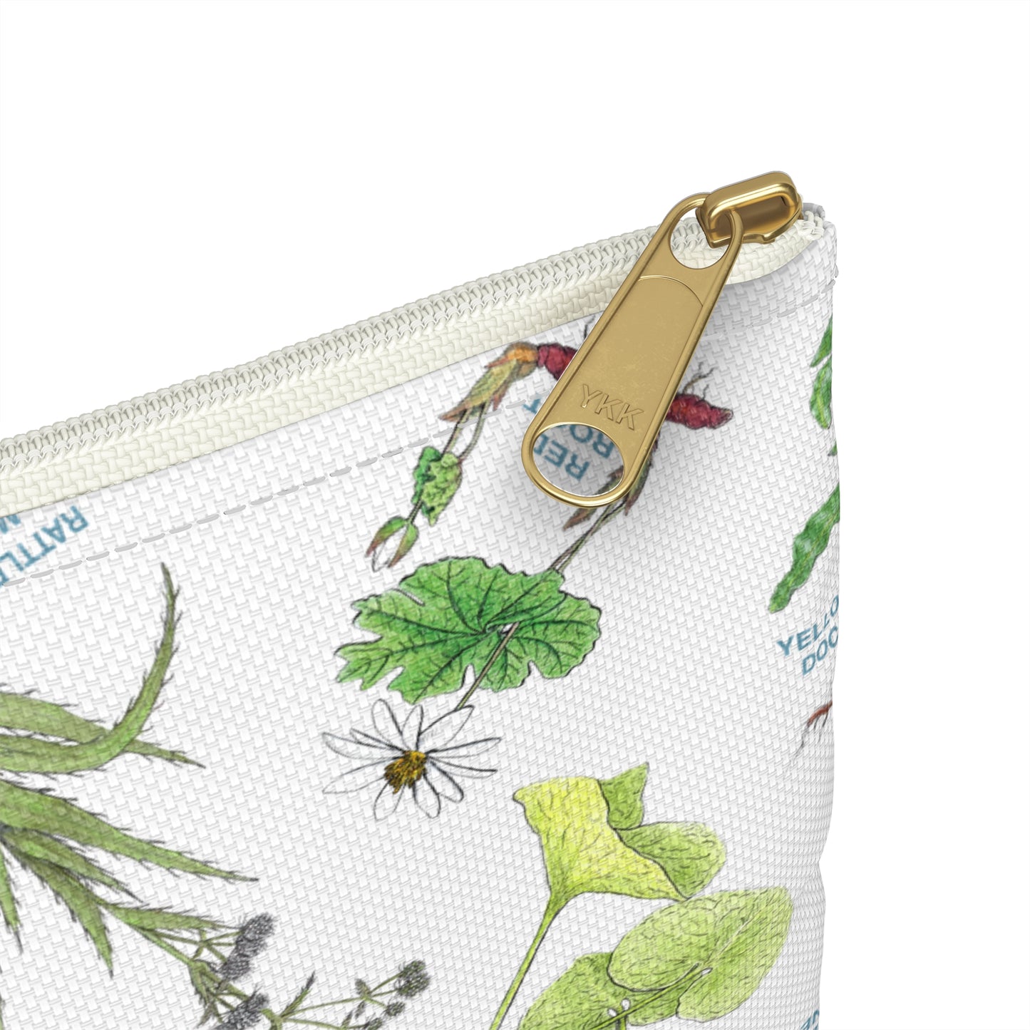 Cherokee Botanical Print Accessory Pouch — Native Plant Pattern Makeup Bag