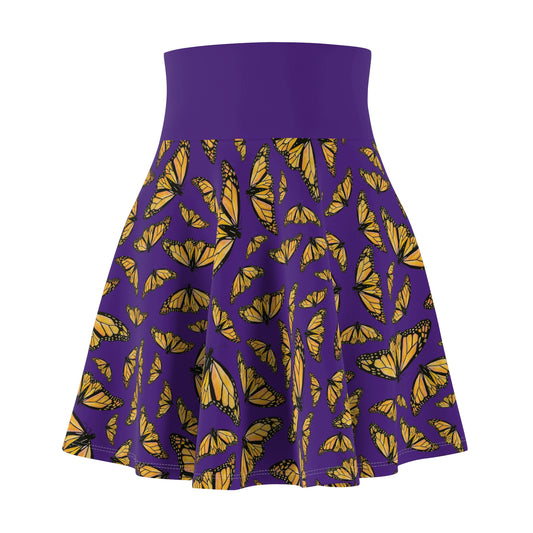 Women's Skater Skirt, Monarch, Purple Background, Butterfly, Kamama