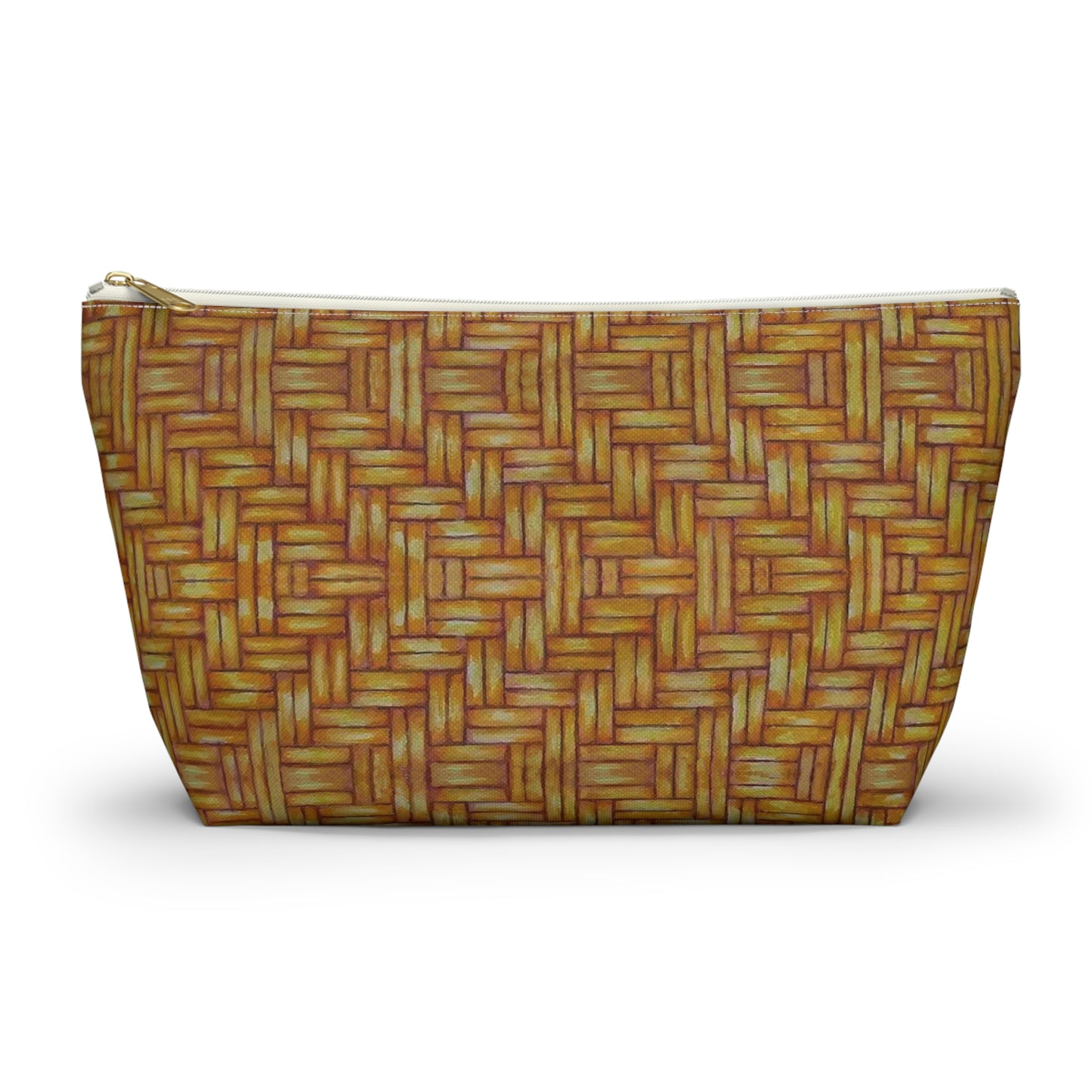 Accessory Pouch w T-bottom, Native American, Euchee basketweave design, pencil case, cosmetic travel bag, zipper bag, catch all