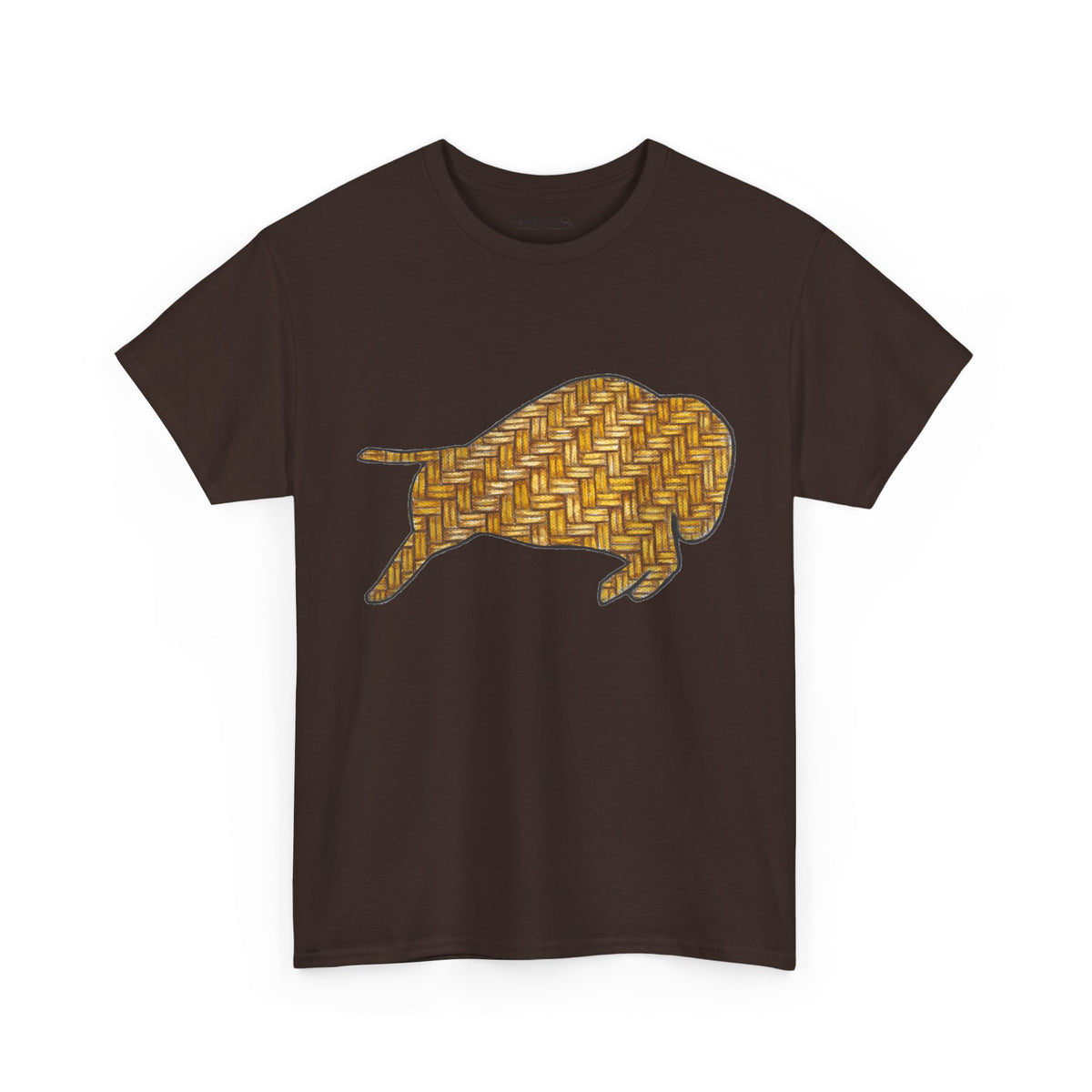 Unisex Heavy Cotton Tee, Euchee Basket Weave Design Bison, Native American Bison Art, Buffalo Art