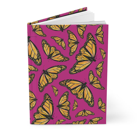 Hardcover Journal, Hot Pink, Monarchs, Matte