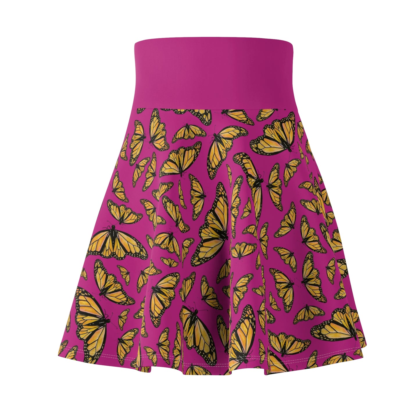 Women's Skater Skirt, Monarch, Hot Pink Background, Butterfly, Kamama