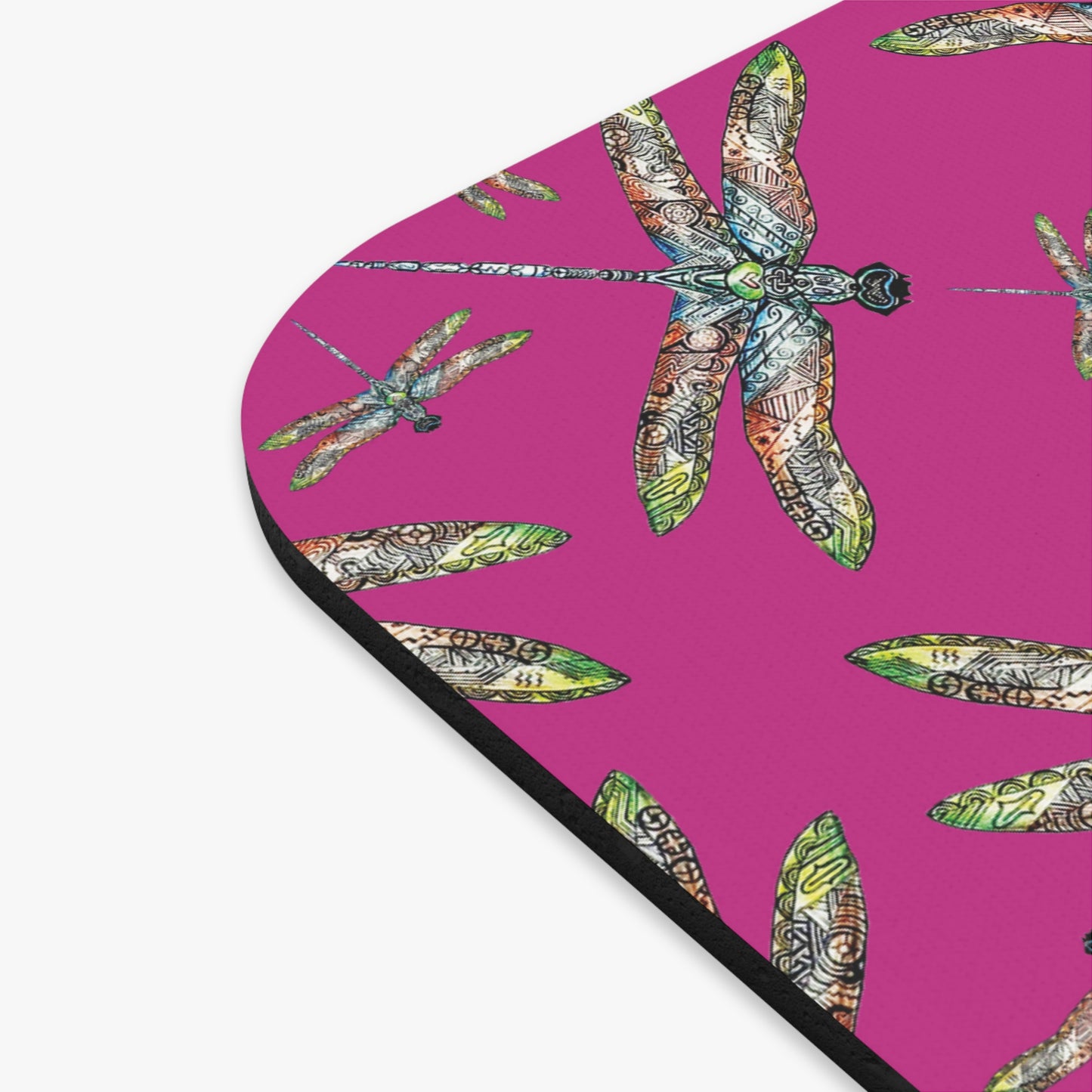 Mouse Pad, Hot Pink, Dragonflies, SouthEast Tribal Symbols, Native American, Indigenous Design