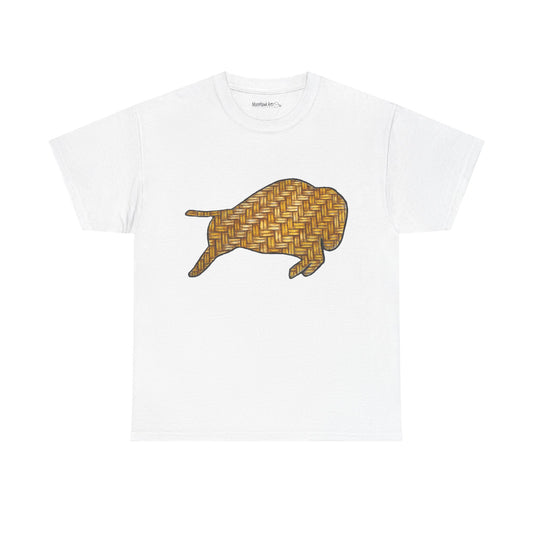 Unisex Heavy Cotton Tee, Euchee Basket Weave Design Bison, Native American Bison Art, Buffalo Art