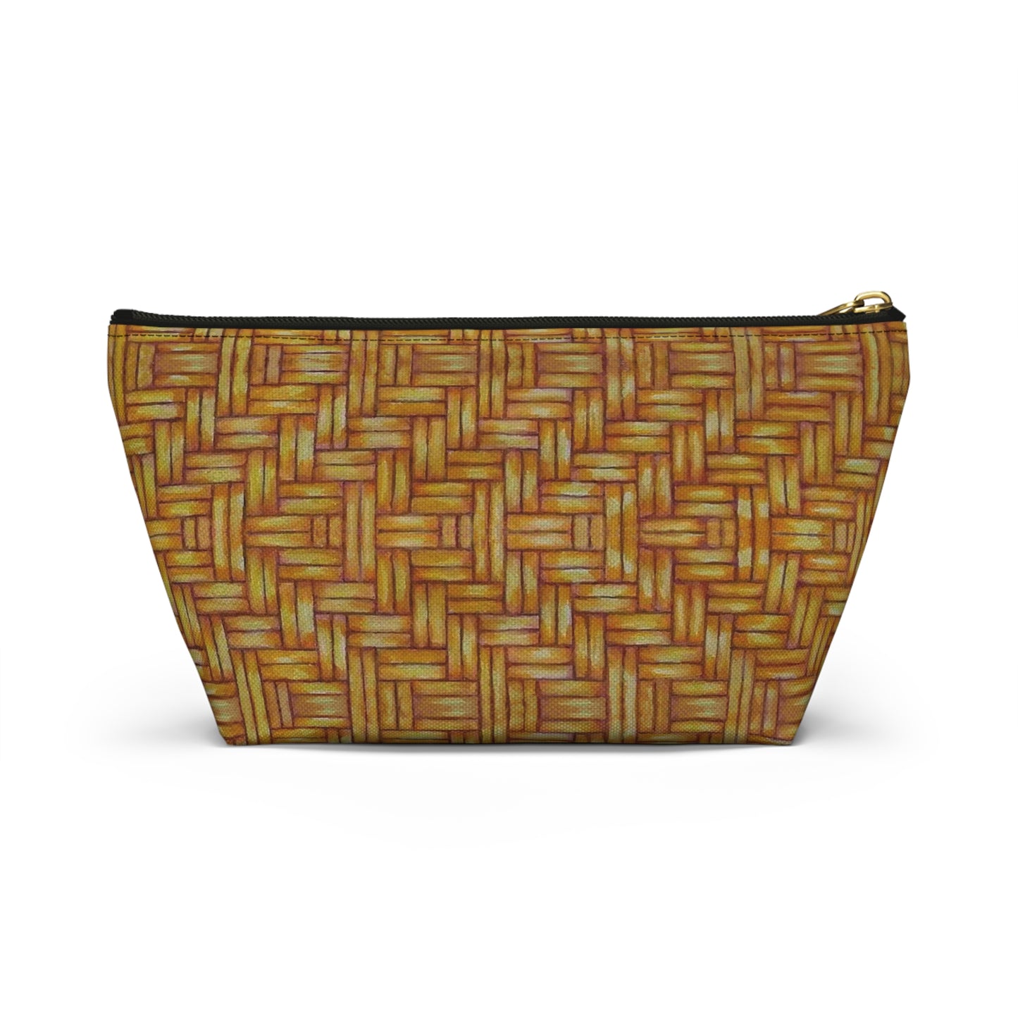 Accessory Pouch w T-bottom, Native American, Euchee basketweave design, pencil case, cosmetic travel bag, zipper bag, catch all