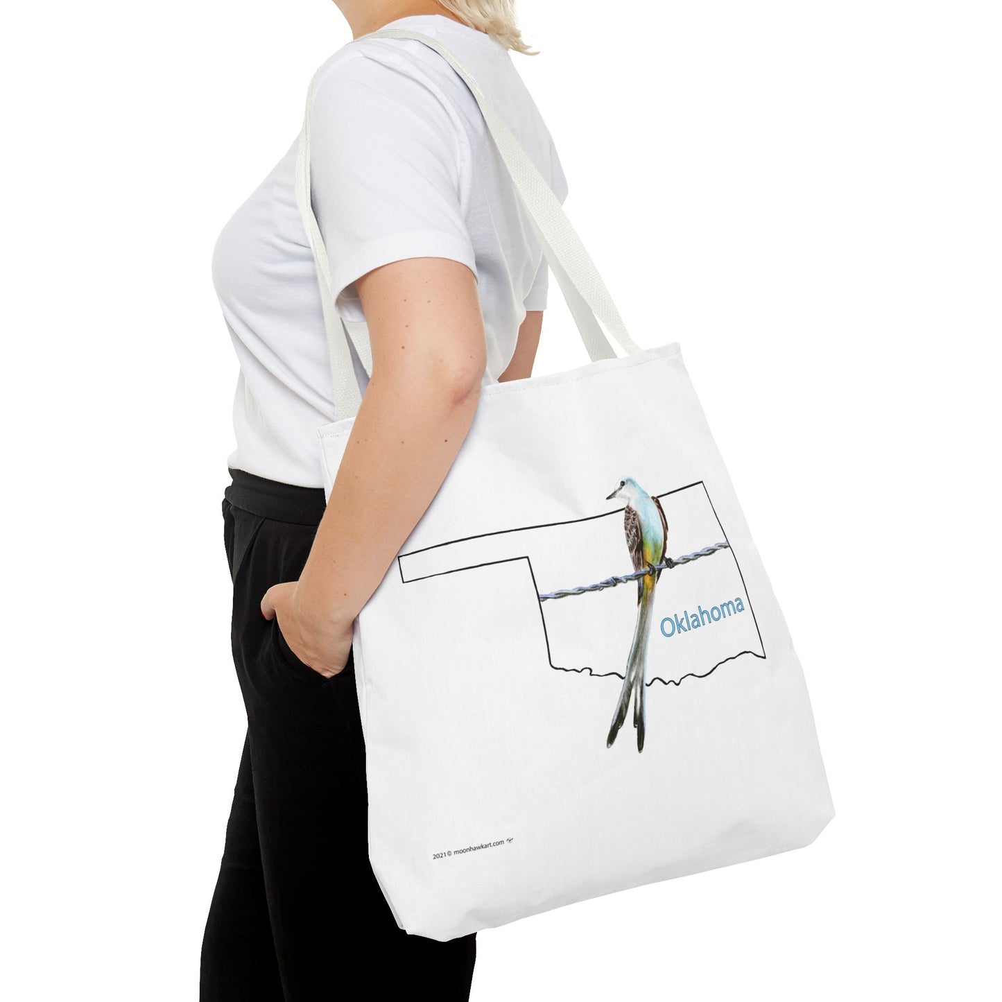 Tote Bag - Oklahoma Scissor-tailed Flycatcher — State Bird Map Canvas Tote