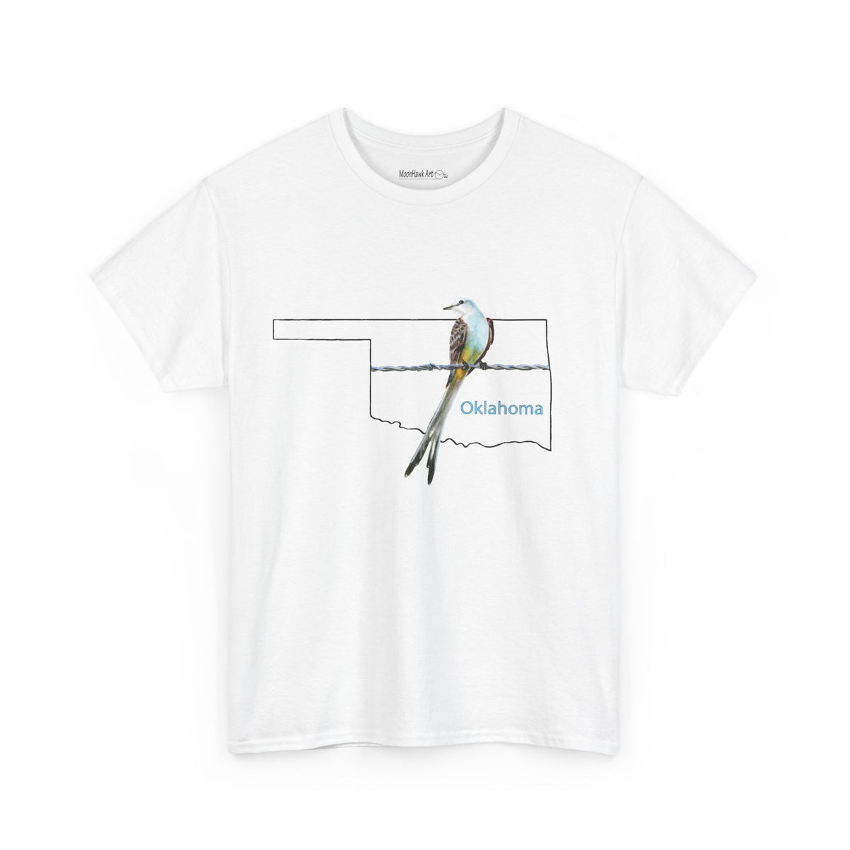 Unisex Heavy Cotton Tee, Scissortail Flycatcher, Oklahoma State Bird, Oklahoma T-shirt, Native design