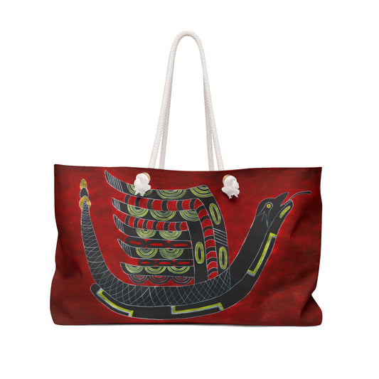 Weekender Bag, Winged Serpent, Bird Serpent, Southeast Tribal Mound Design, Native American