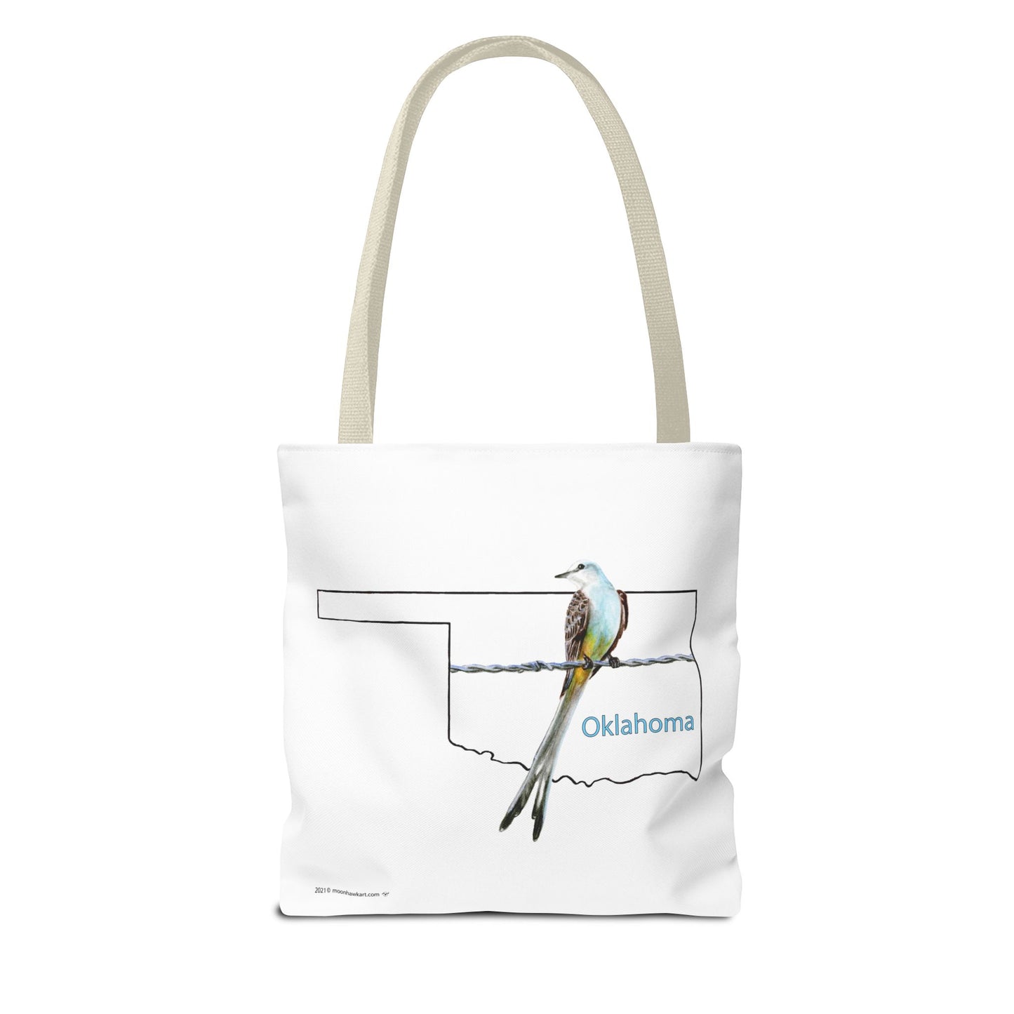 Tote Bag - Oklahoma Scissor-tailed Flycatcher — State Bird Map Canvas Tote