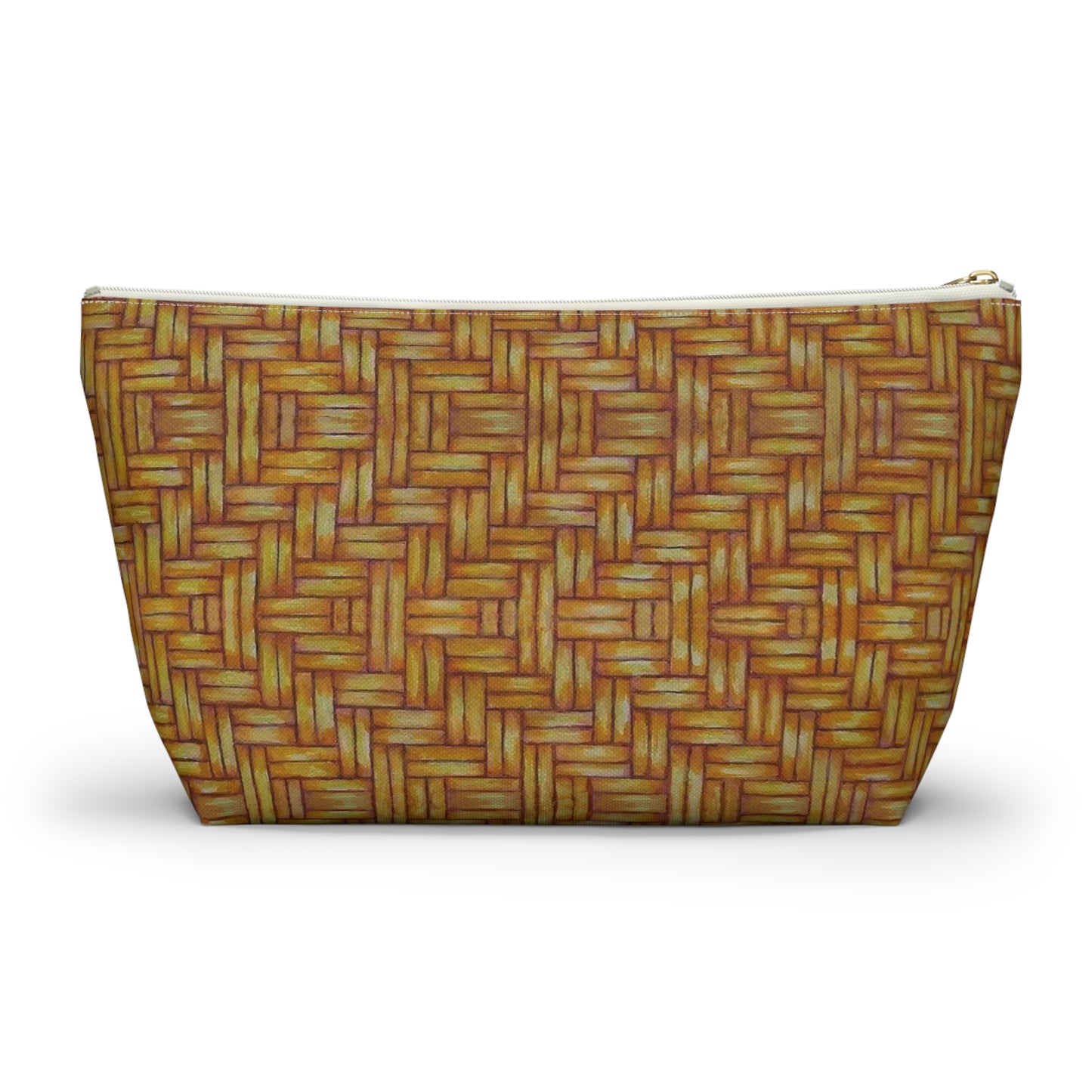 Accessory Pouch w T-bottom, Native American, Euchee basketweave design, pencil case, cosmetic travel bag, zipper bag, catch all