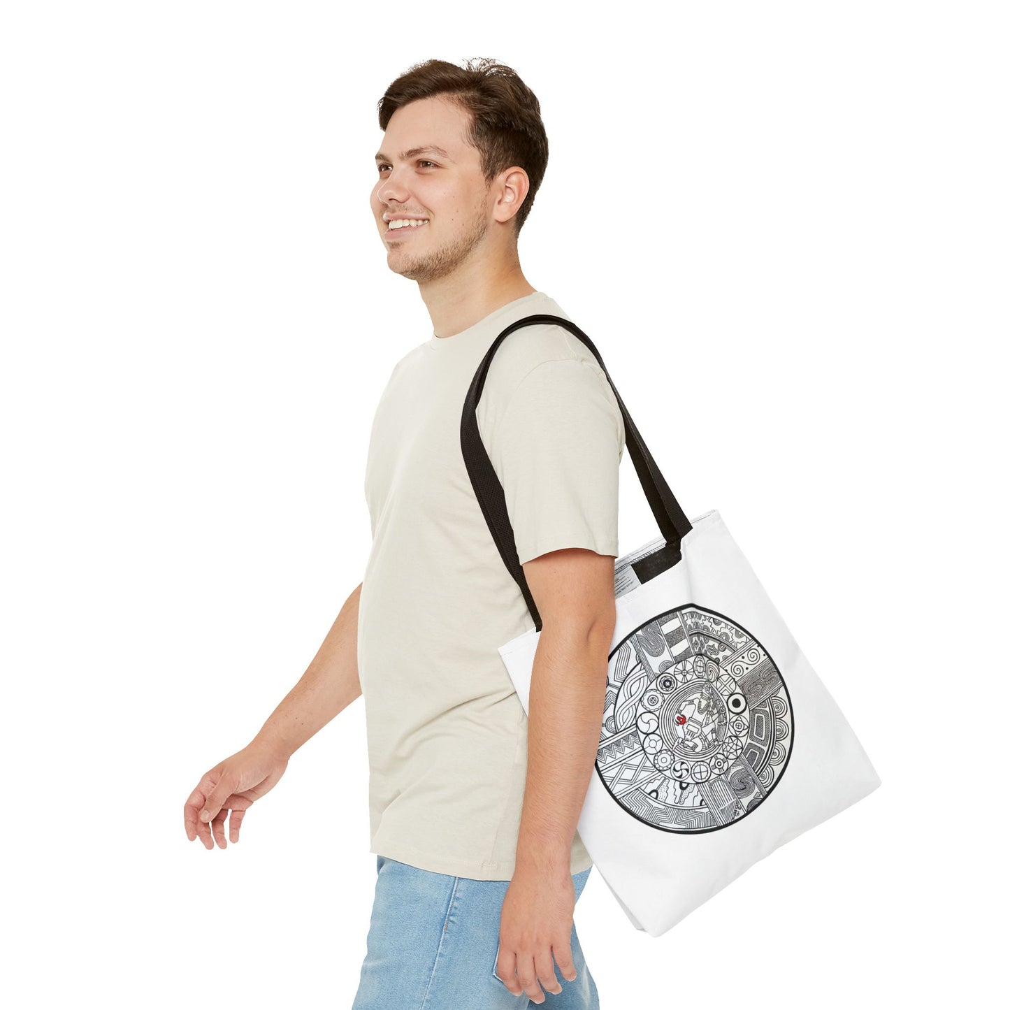 Tote Bag , SouthEastern Style, Ancient Tribal Mound Symbology, Chunkey player, Native American