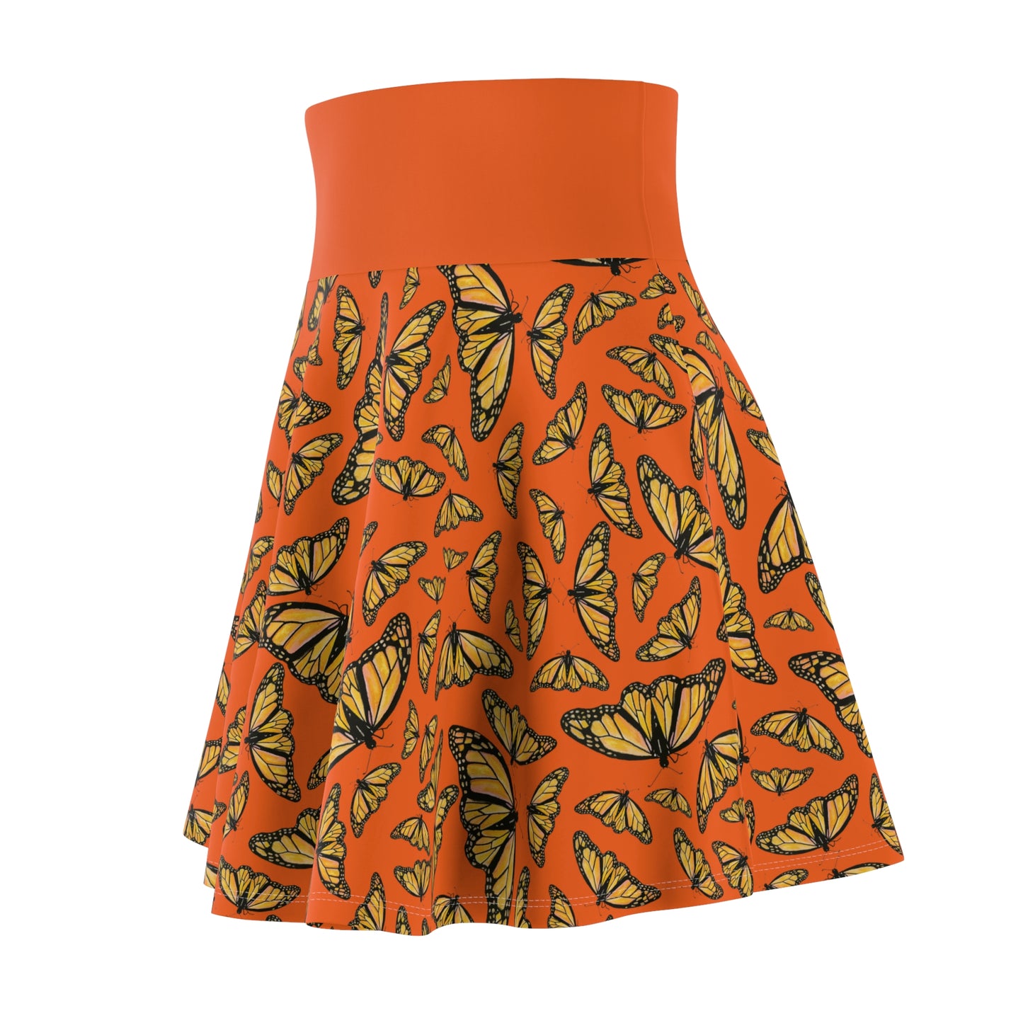 Women's Skater Skirt, Monarch, Orange Background, Butterfly, Kamama