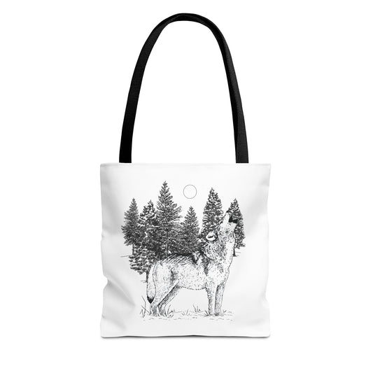 Howling Wolf Tote Bag , Travel tote, Powwow bag, Native American design