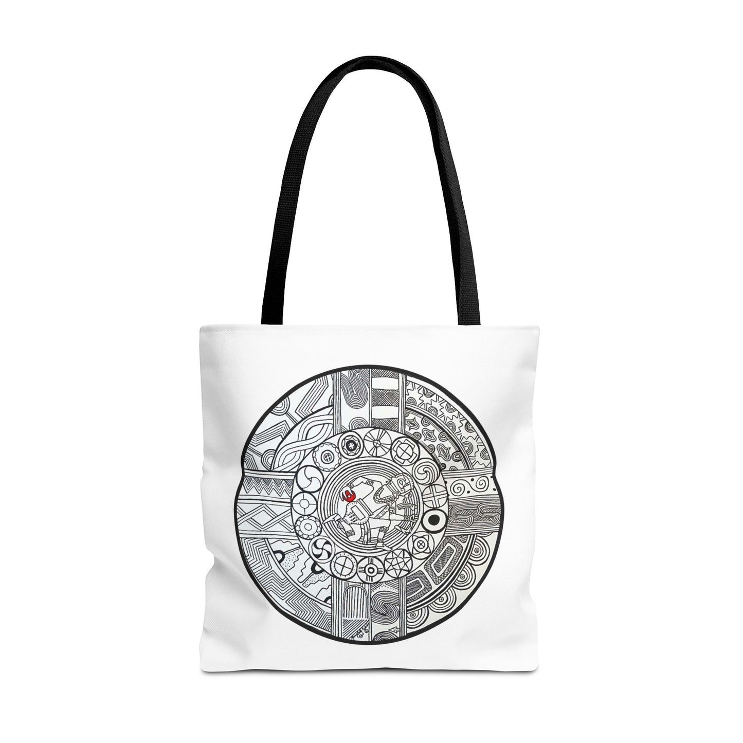 Tote Bag , SouthEastern Style, Ancient Tribal Mound Symbology, Chunkey player, Native American