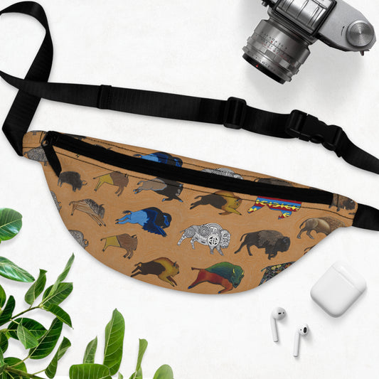 Fanny Pack, Brown, Bison Transition, Buffalo, Native American, Indigenous Design