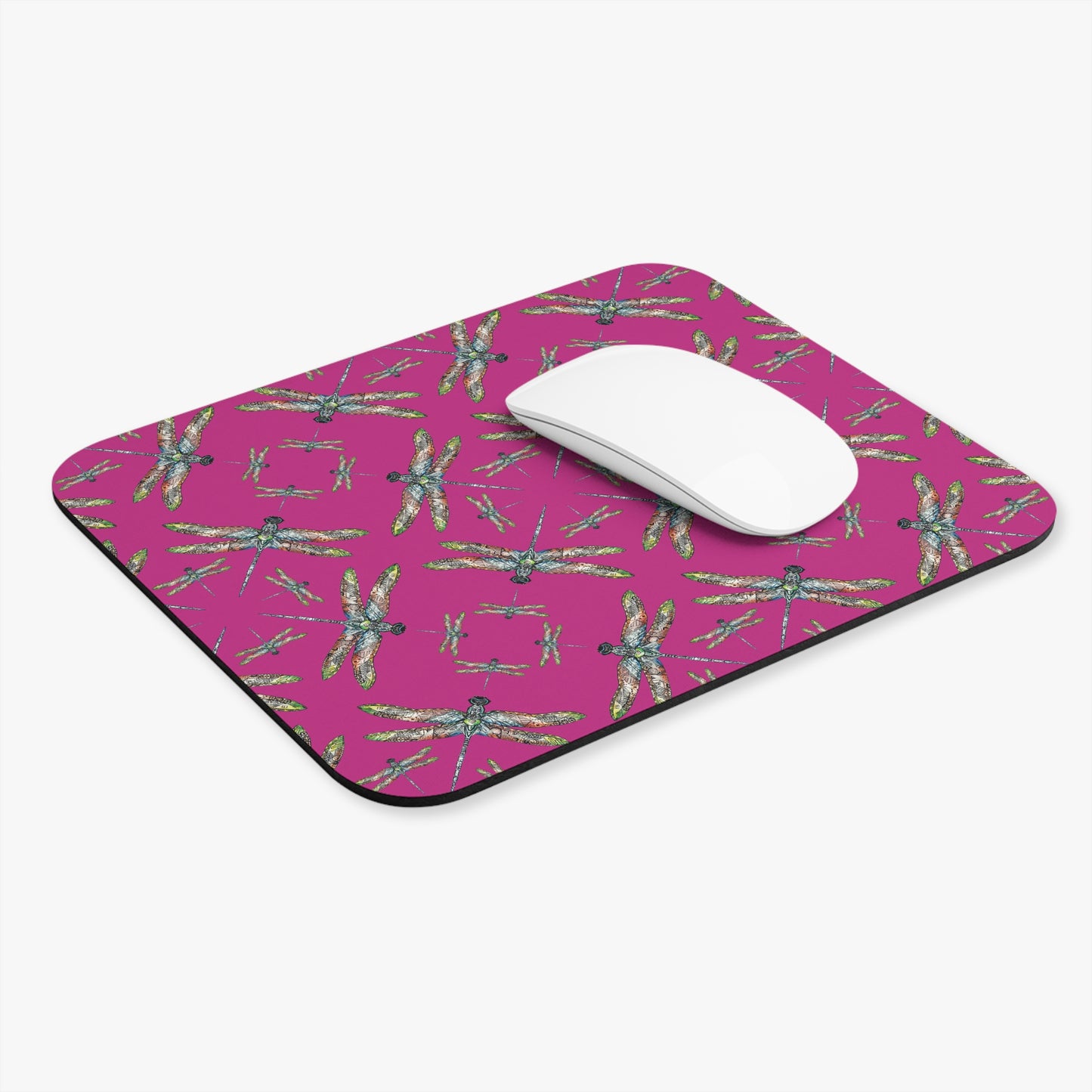 Mouse Pad, Hot Pink, Dragonflies, SouthEast Tribal Symbols, Native American, Indigenous Design