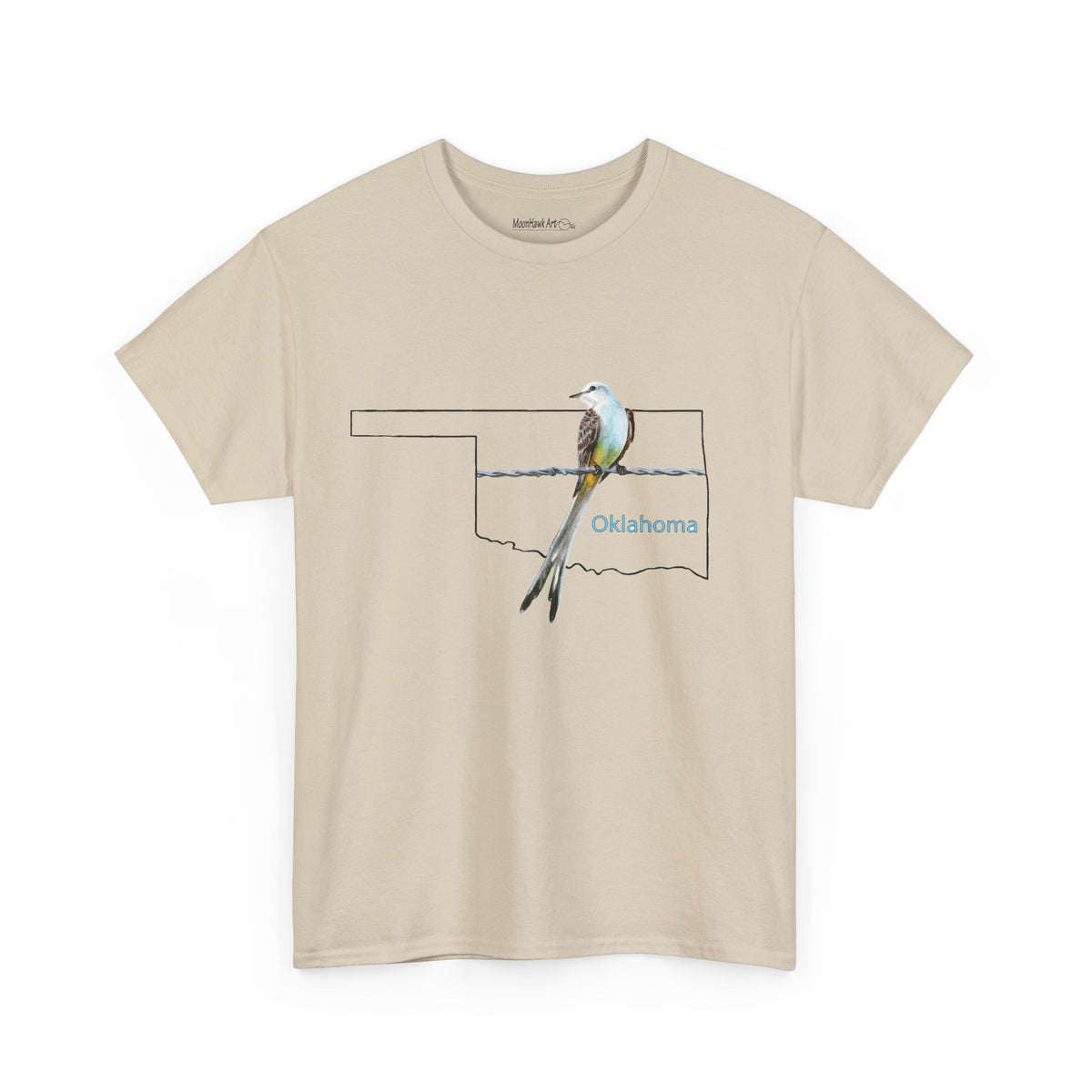 Unisex Heavy Cotton Tee, Scissortail Flycatcher, Oklahoma State Bird, Oklahoma T-shirt, Native design