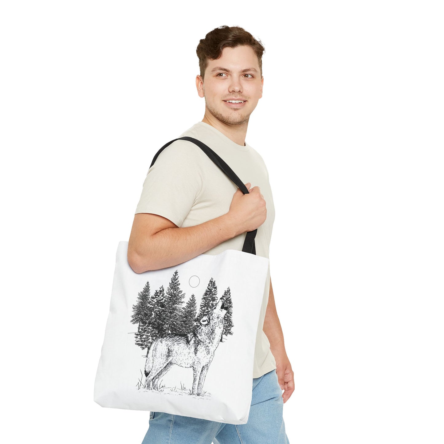 Howling Wolf Tote Bag , Travel tote, Powwow bag, Native American design