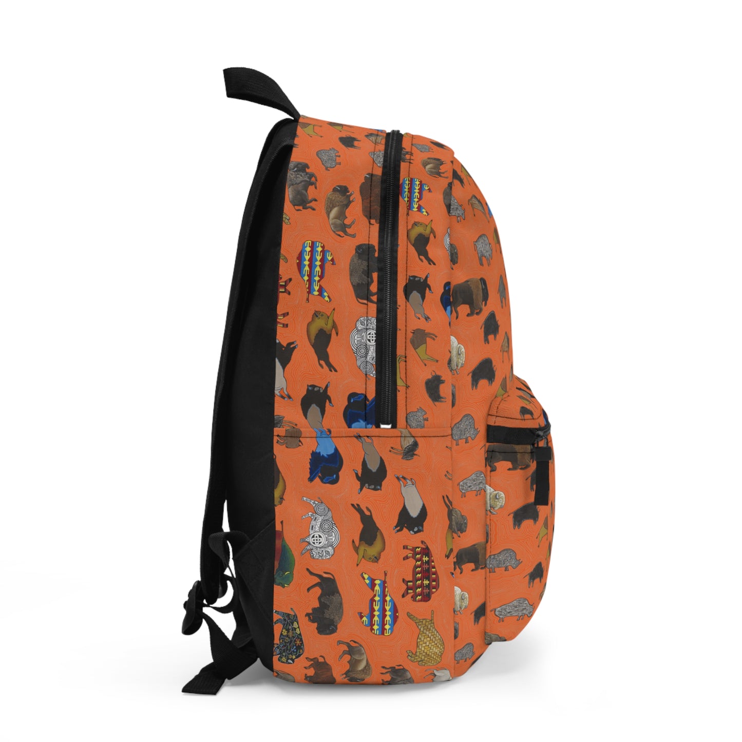 Backpack, Orange, Bison Transition, Buffalo, Native American, Back to School, Camping, Hiking, Travel