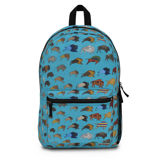 Backpack, Turquoise, Bison Transition, Buffalo, Native American, Back to School, Camping, Hiking, Travel