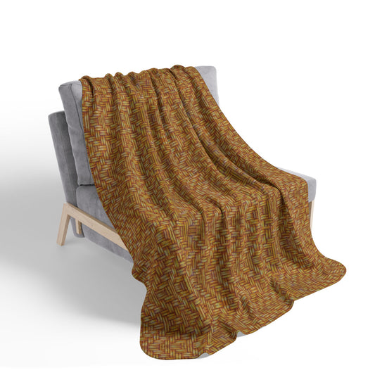 Fleece Sherpa Blanket, SouthEast Native American Basketweave Design