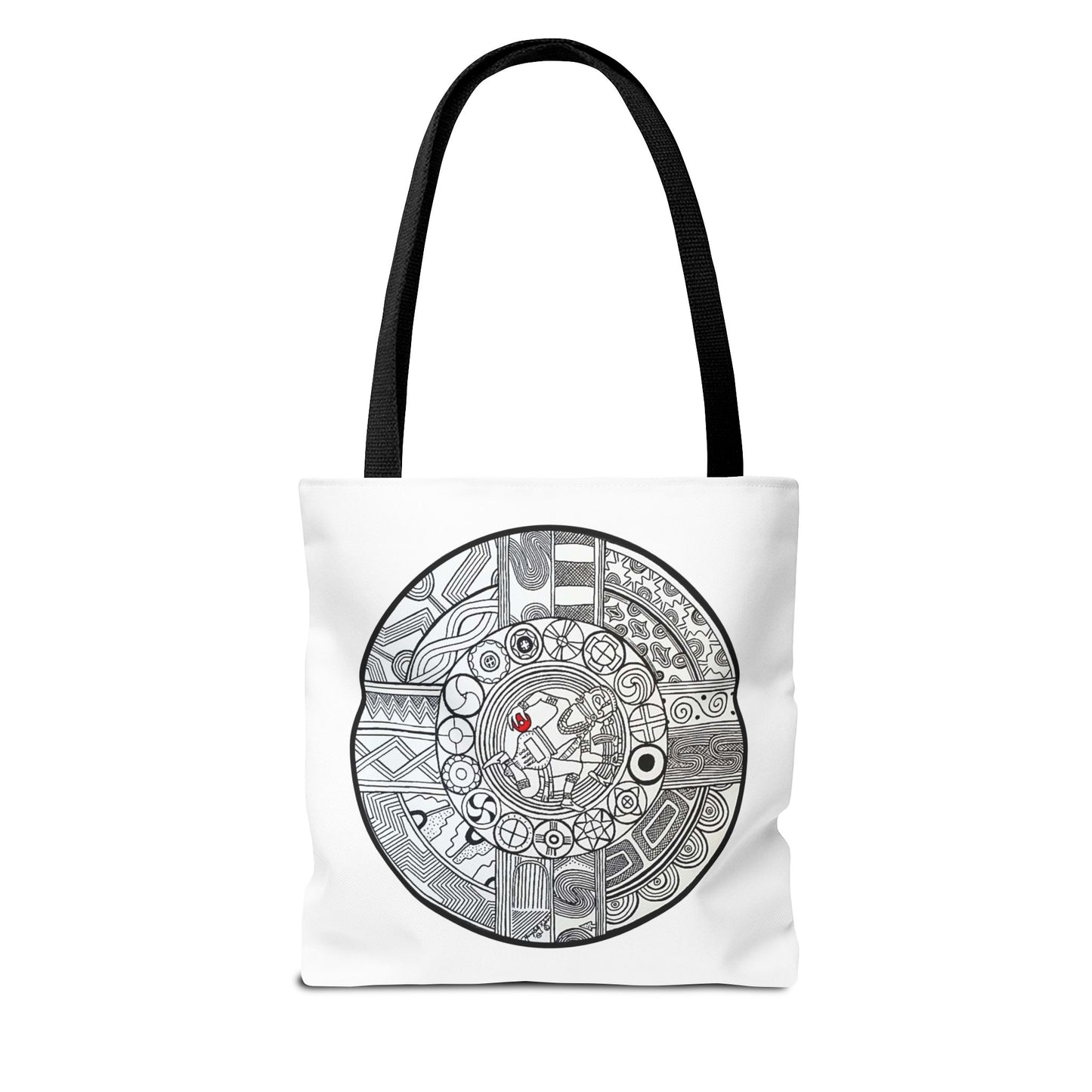 Tote Bag , SouthEastern Style, Ancient Tribal Mound Symbology, Chunkey player, Native American