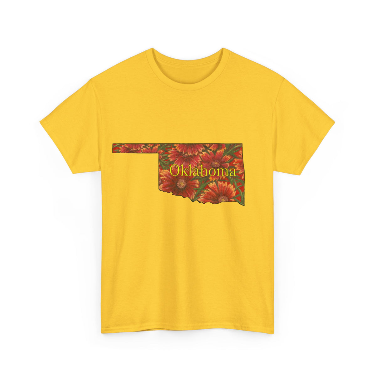 Unisex Heavy Cotton Tee, Indian Blanket Flowers, Oklahoma State Wildflowers, T-shirt