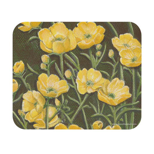 Mouse Pad (Rectangle), Buttercups, Native Wildflowers, Yellow Floral