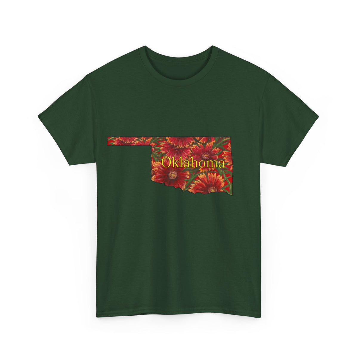 Unisex Heavy Cotton Tee, Indian Blanket Flowers, Oklahoma State Wildflowers, T-shirt