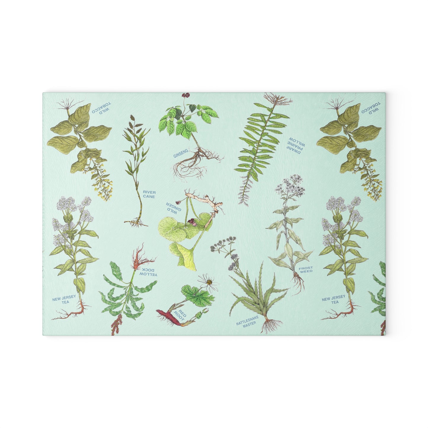 Cherokee Herbal Botanical Glass Cutting Board – Vintage Medicinal Plant Print