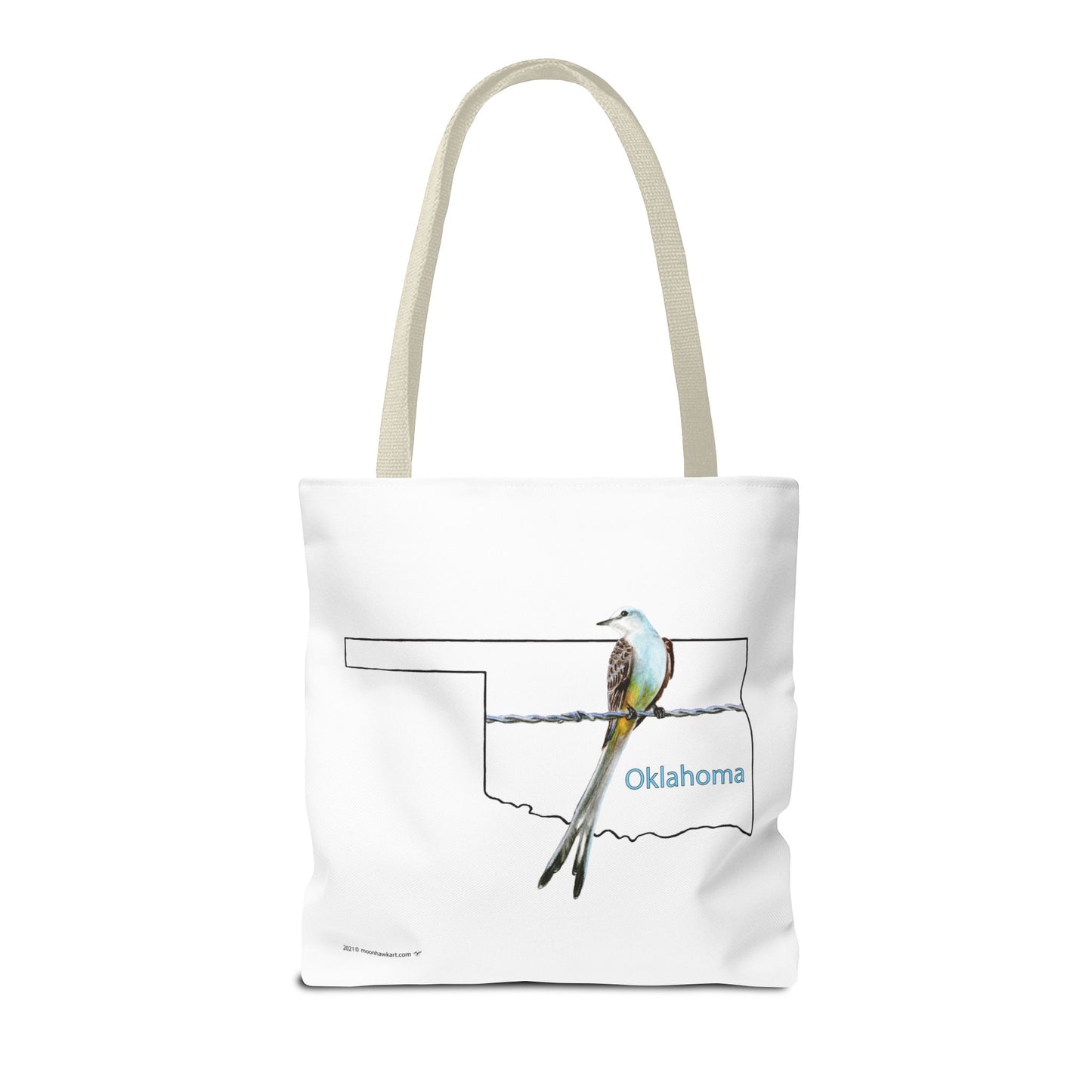 Tote Bag - Oklahoma Scissor-tailed Flycatcher — State Bird Map Canvas Tote