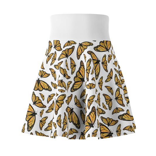Women's Skater Skirt, Monarch, White Background, Butterfly, Kamama
