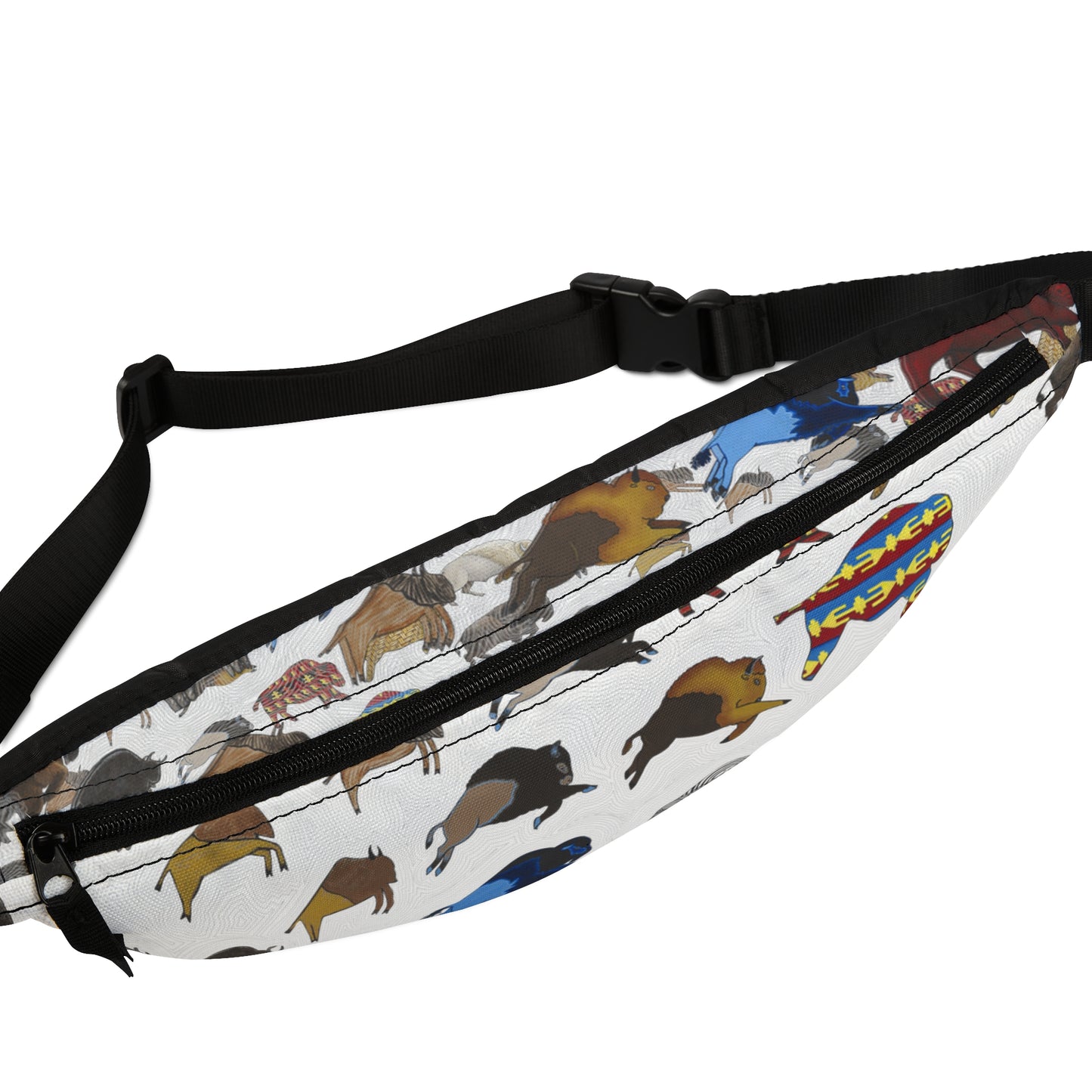 Fanny Pack, White, Bison Transition, Buffalo, Native American, Indigenous Design