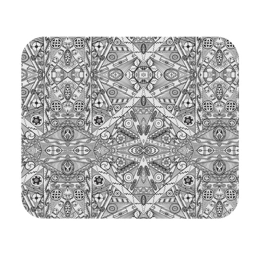 Mouse Pad (Rectangle) with Black and White Tribal Motif