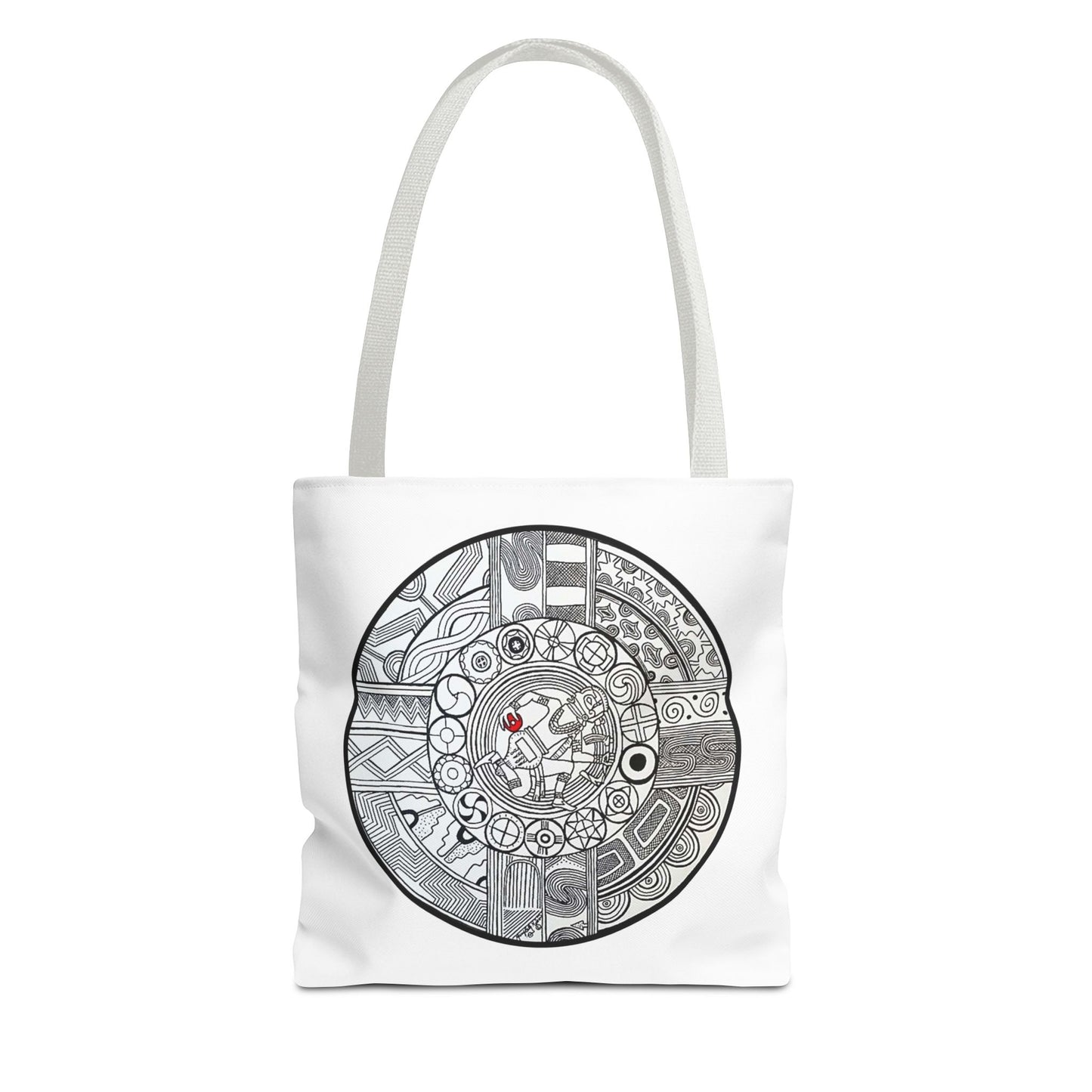 Tote Bag , SouthEastern Style, Ancient Tribal Mound Symbology, Chunkey player, Native American