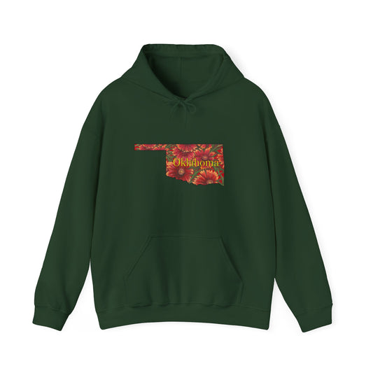 Unisex Heavy Blend™ Hooded Sweatshirt, Oklahoma, Indian Blanket, Oklahoma State Wildflowers