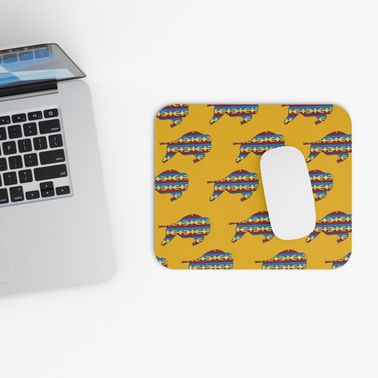 Mouse Pad (Rectangle), Yellow, Osage Design, Bison, Native American