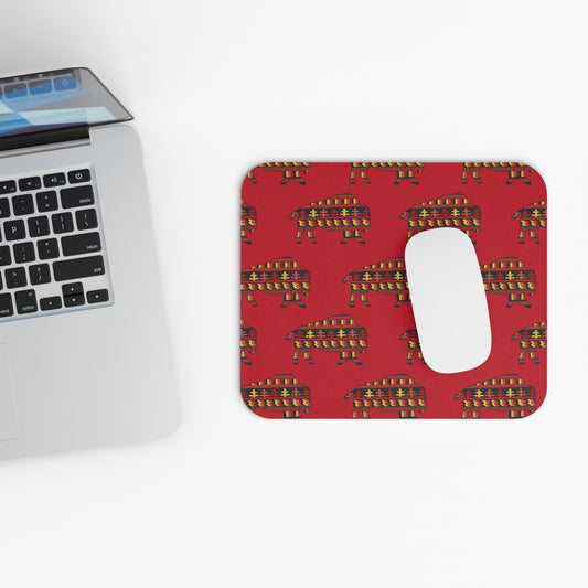 Mouse Pad, Red, Seminole Design, Bison, Buffalo, Native American