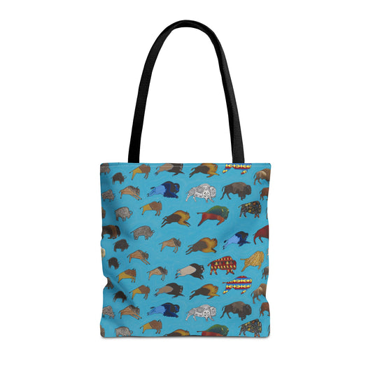 Tote Bag, Turquoise, Bison Transition, Buffalo, Native American
