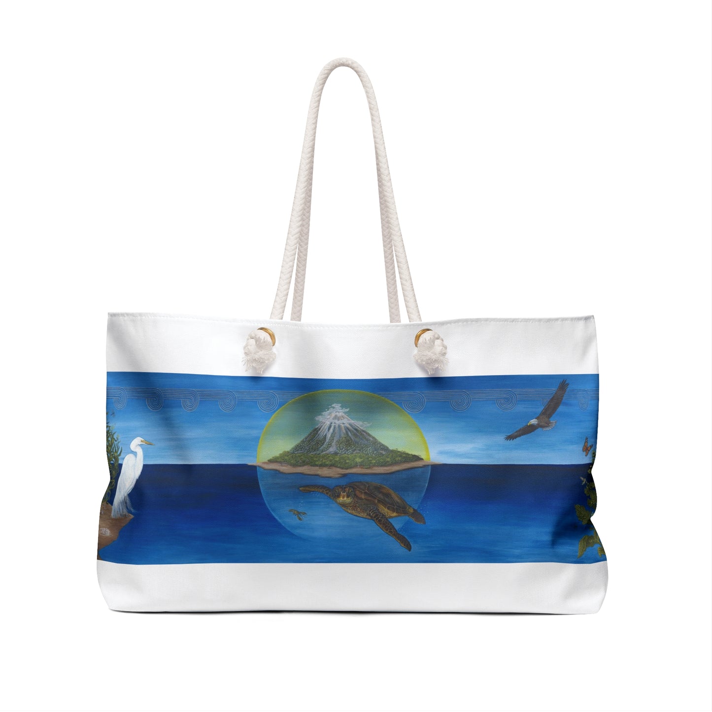 Ocean Wildlife Weekender Bag — Turtle, Heron & Seascape Travel Tote - Cherokee Origin Design
