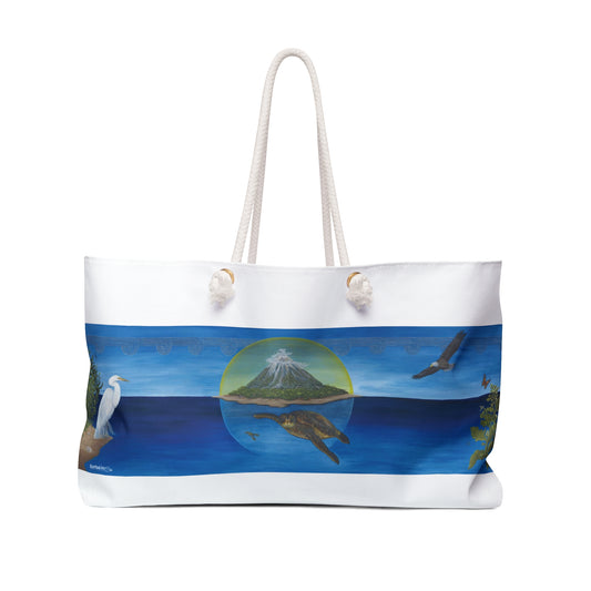 Weekender Bag with Seaturtle and Tropical Island Theme
