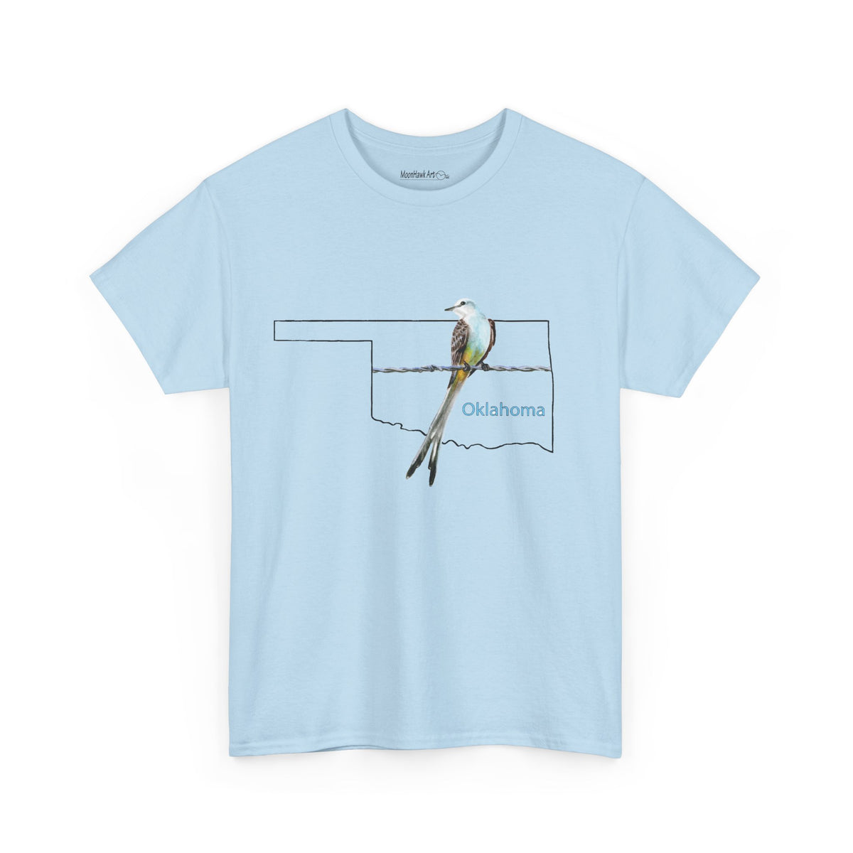 Unisex Heavy Cotton Tee, Scissortail Flycatcher, Oklahoma State Bird, Oklahoma T-shirt, Native design
