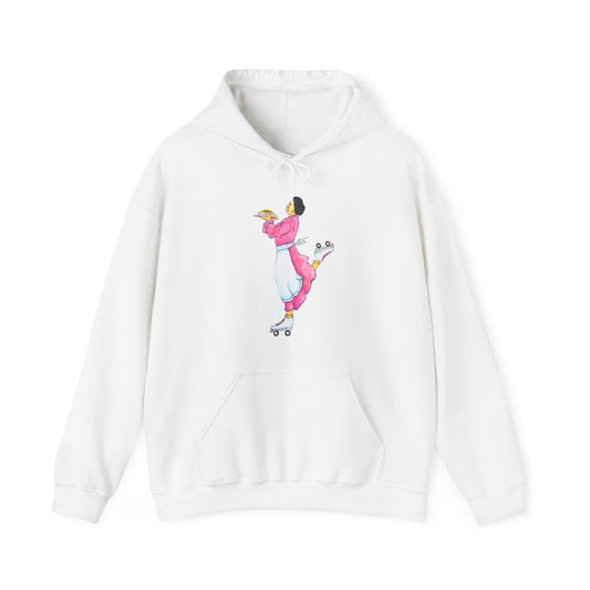 Unisex Heavy Blend™ Hooded Sweatshirt, Rez Car Hop, Native American, Humor, Pop Art, Pink, White, Blue