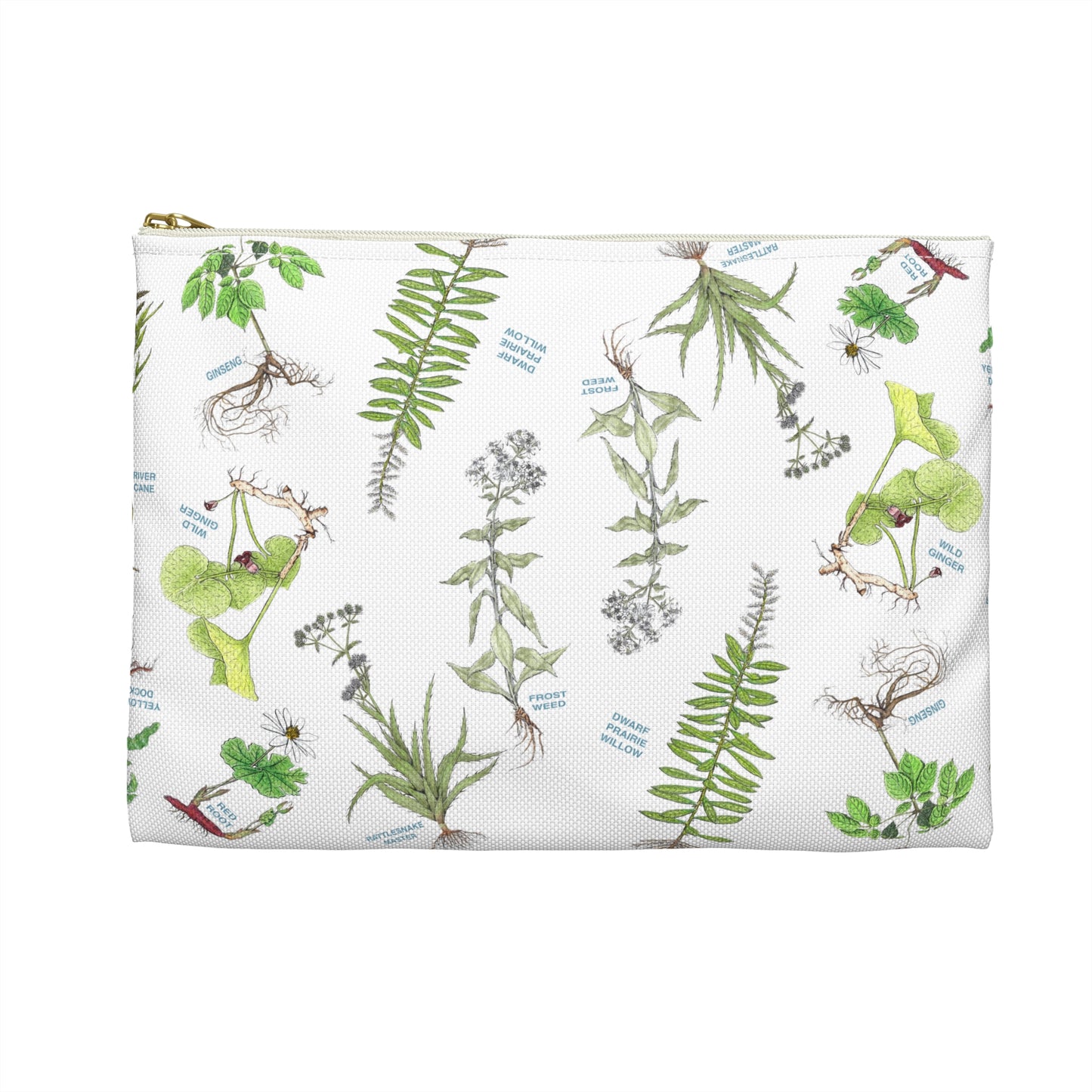 Cherokee Botanical Print Accessory Pouch — Native Plant Pattern Makeup Bag