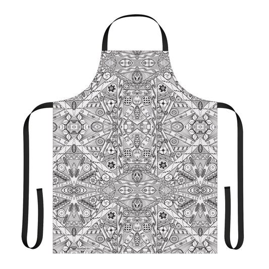 Apron, Black and White, Tribal Motif, Geometric, Ancient Mound Symbols, Native American Design
