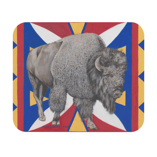 Mouse Pad (Rectangle), Native Bison, Buffalo, Parflech Design, Native American