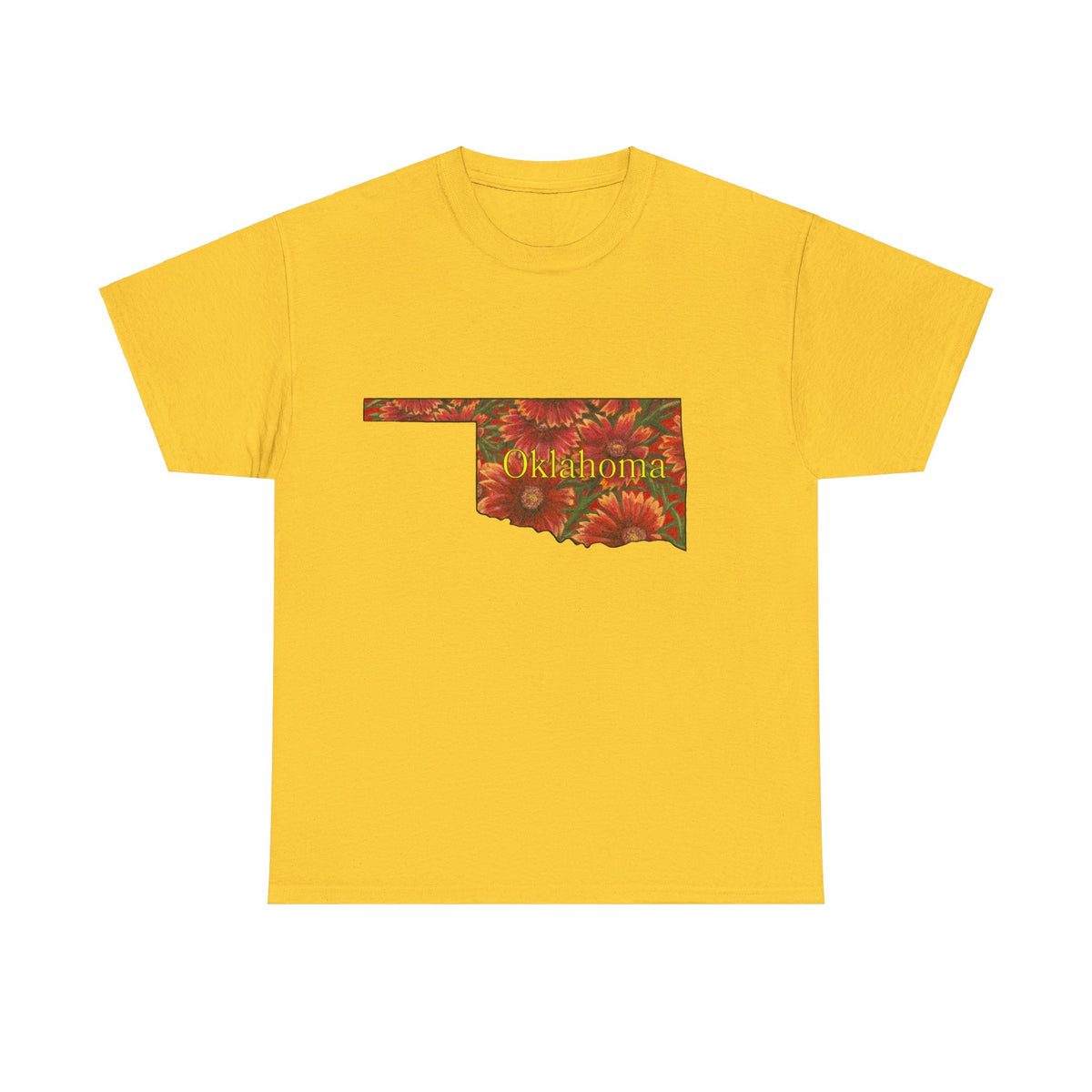 Unisex Heavy Cotton Tee, Indian Blanket Flowers, Oklahoma State Wildflowers, T-shirt