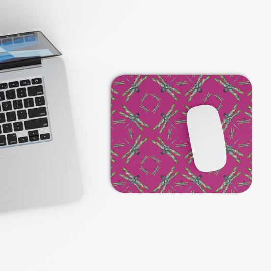 Mouse Pad, Hot Pink, Dragonflies, SouthEast Tribal Symbols, Native American, Indigenous Design